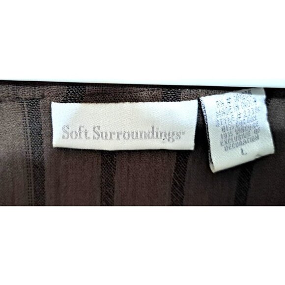 Soft Surroundings L Brown Scoop Neck 3/4 Sleeve Beaded Neckline Tunic Top - Picture 2 of 9